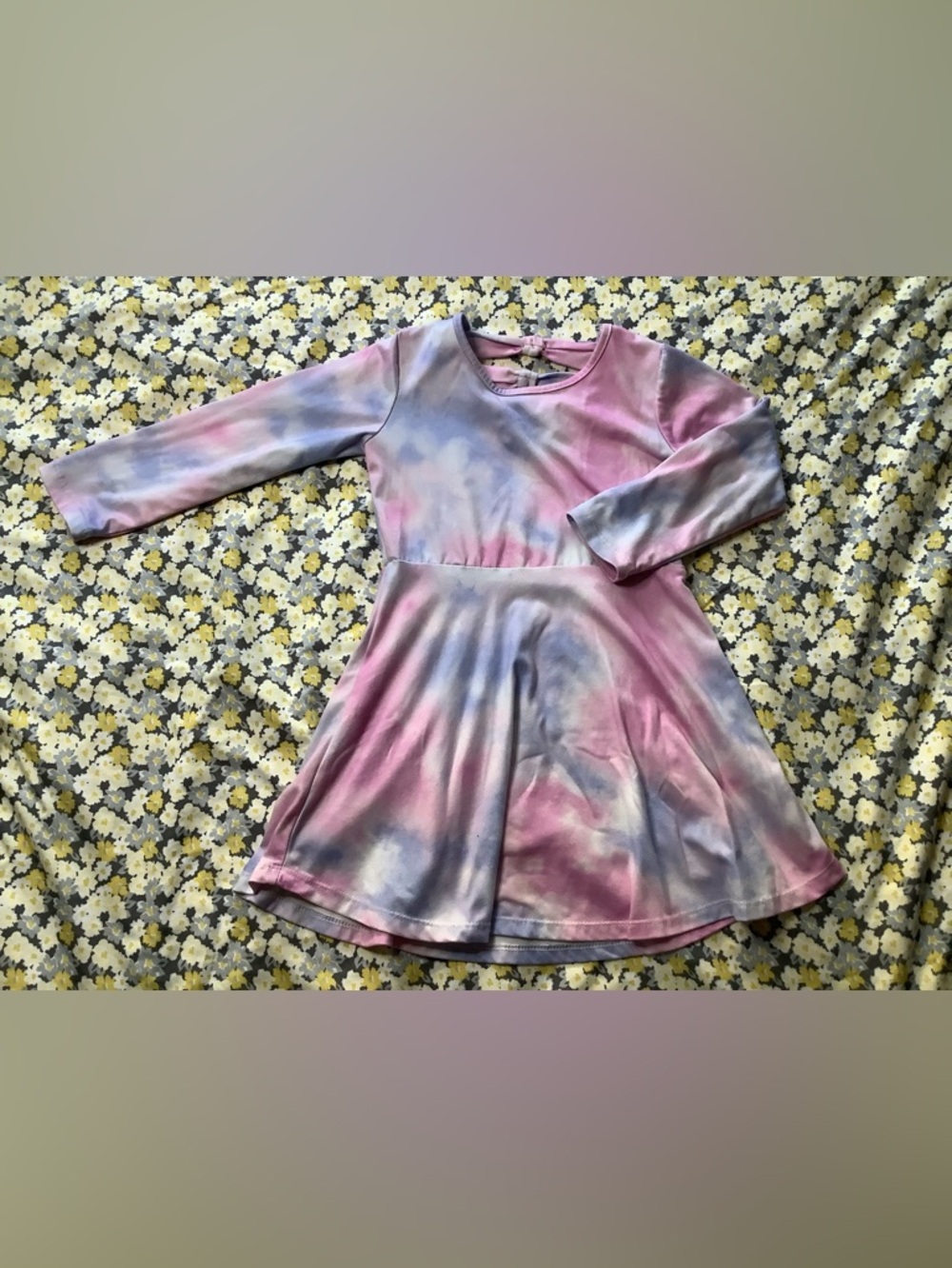 btween Pink & Blue Tie-Dye Long Sleeve Skater Dress
